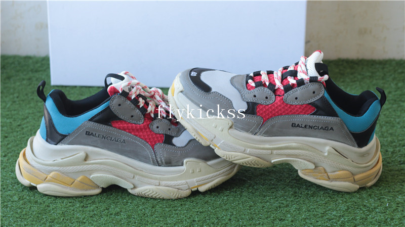 Balenciaga 2017 Fall Winter Washed Old Show Triple-S Grey Red Blue